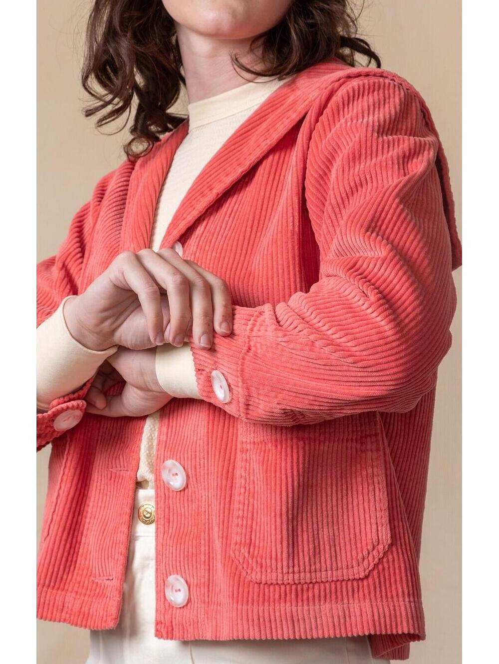Big Bud‎ Press Corduroy Sailor Jacket Pink Rose Petal Size XS Whimsical Retro